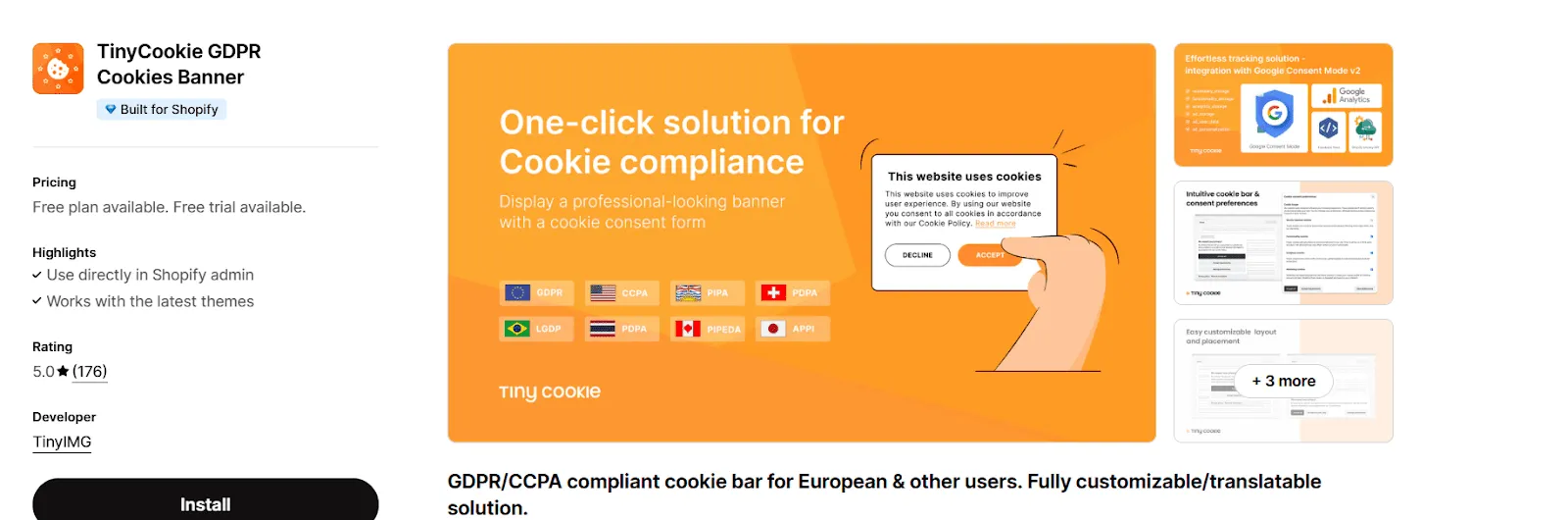 TinyCookie GDPR Cookies Banner